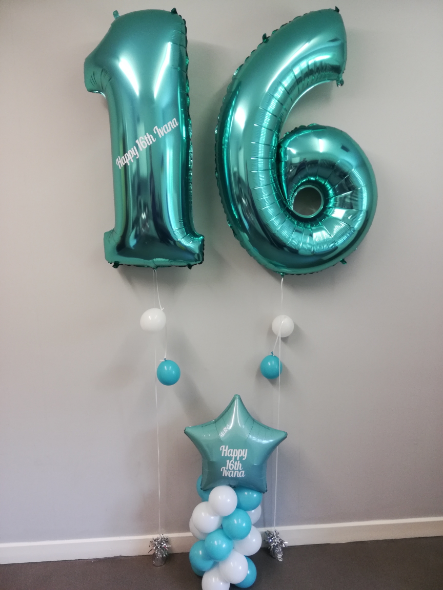 Large Tiffany Blue number balloons 