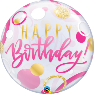 Birthday bubble pink and gold dots
