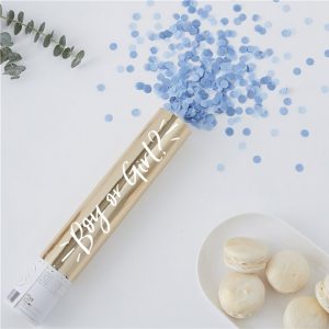 Gender Reveal Confetti Cannon With Blue Boy Confetti