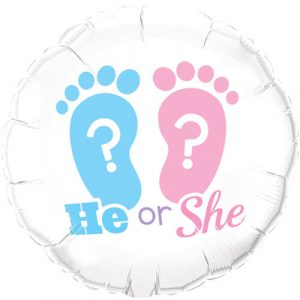 He or She? Footprints Round Foil Balloon