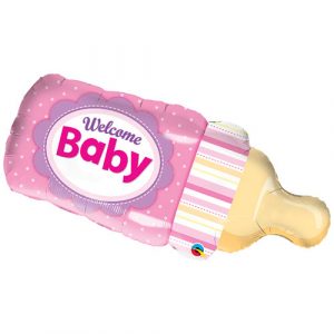 Pink Welcome Baby bottle supershape