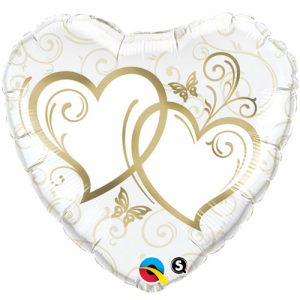 Entwined Hearts Gold Heart Foil Balloon table cluster