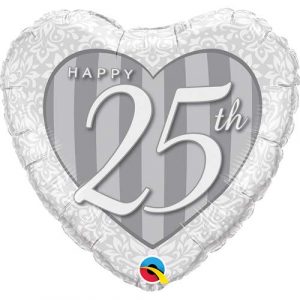25th Anniversary Damask Heart Foil Balloon table cluster
