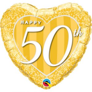 50th Anniversary Damask Heart Foil Balloon table cluster