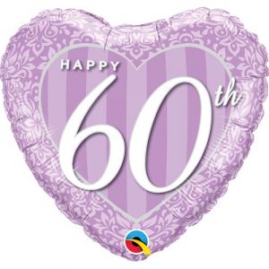 60th Anniversary Damask Heart Foil Balloon table cluster