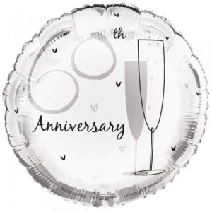 60th Anniversary Flute Foil Balloon table cluster
