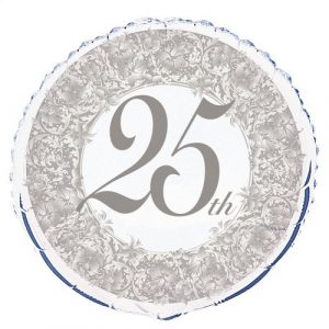 25th Anniversary Round Foil Balloon table cluster