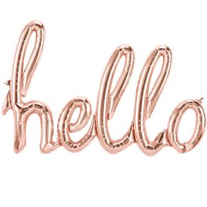 Hello Rose Gold Script Phrase Balloon - 31" Foil