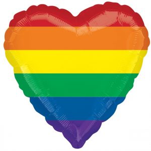 Rainbow Stripes Heart balloon cluster