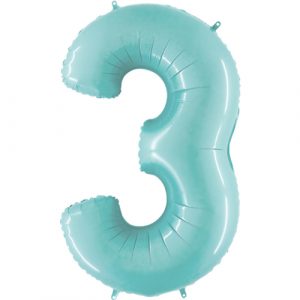 Pastel Blue Number 3 Foil Balloon
