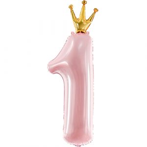 Pastel Pink Number 1 with crown Foil Balloon