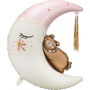 Teddy Bear on the Moon Foil Pink