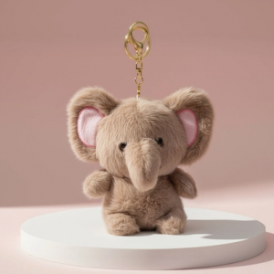 Beige Elephant Plush Key Ring & Bag Charm