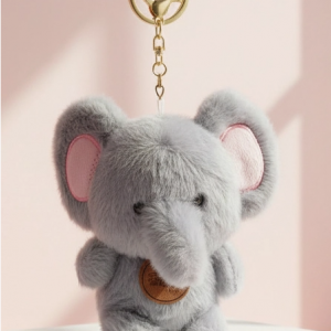 Grey Elephant Plush Key Ring & Bag Charm